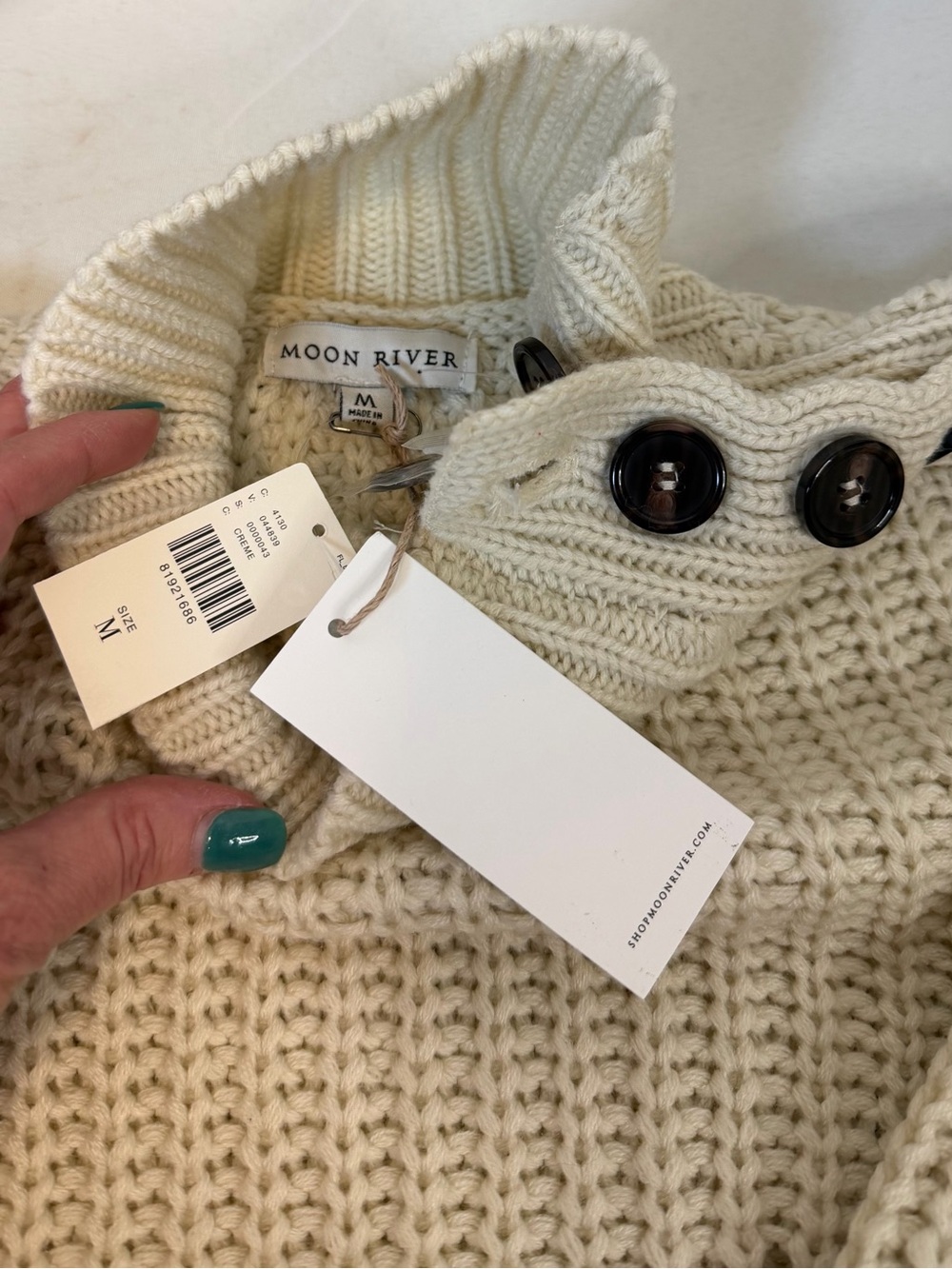 Anthropologie Moon River Cream Knit High Mock Neck Sweater Dress Women’s Medium - Picture 10 of 13